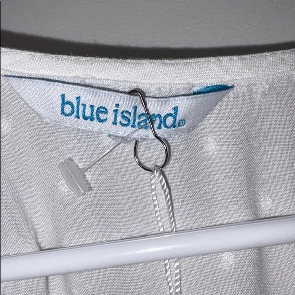 NWT Blue Island Beach White Ruffle Mini Dress Size Medium - Picture 6 of 8